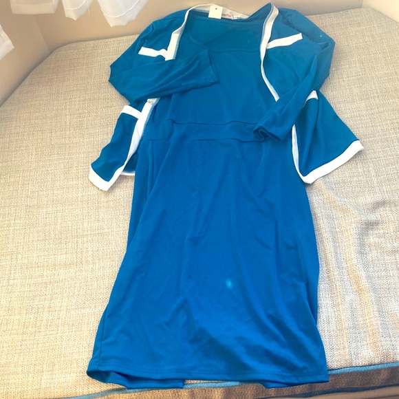 Blue and white dress and coat pair - Picture 1 of 3